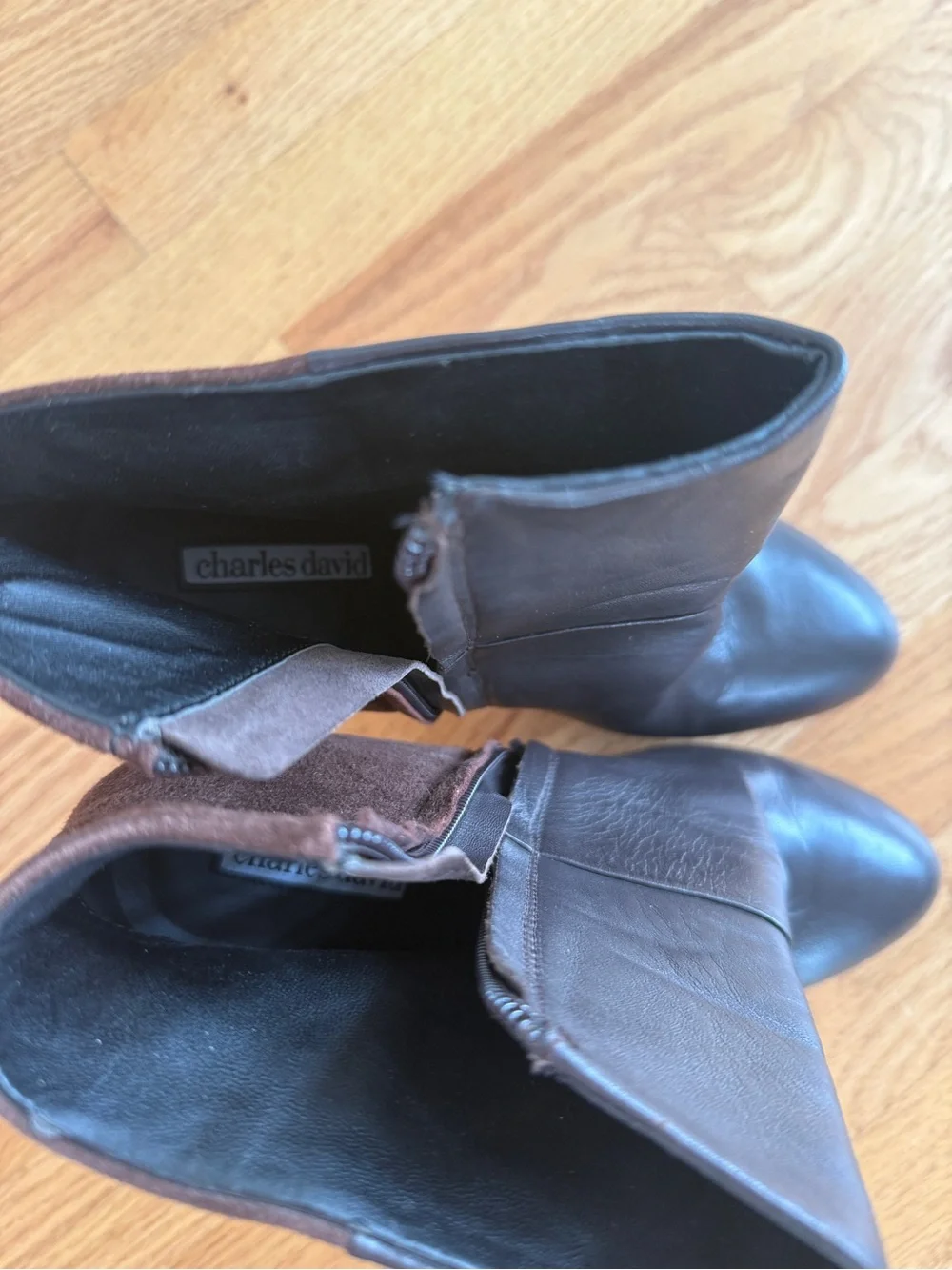 Charles David suede ankle booties brown size 8.5